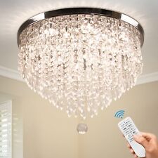 Modern Crystal Chandeliers LED Crystal Ceiling Light Fixture Flush Mount 19.7"