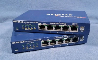 Lot of 2 NETGEAR FS105 5-Ports 10/100Mbps Fast Ethernet Switch FS 105 - Изображение 1 из 4