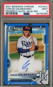2021 Bowman Chrome Blue Refractor Carlos Colmenarez RC Rookie AUTO #75/150 PSA 9 - Picture 1 of 2