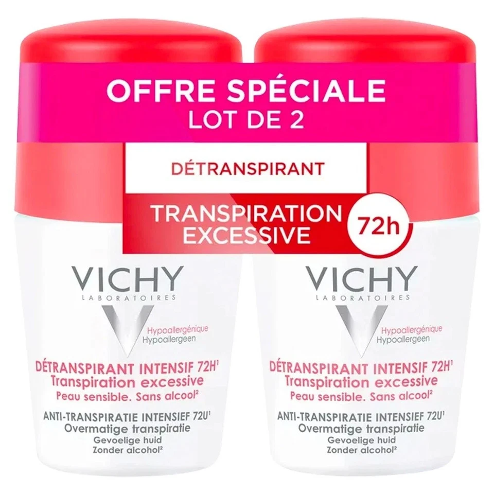 VICHY Desodorante Intensivo Roll On Antitranspirante 72H Resistente al Estrés - 2X50ml Foto 1 de 4