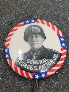 Vintage Generale S. Patton Jr WWII 1,25” Pinback Pulsante Dritto - Foto 1 di 4