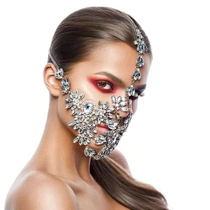 Crystal Party Face Mask Chain for Women, Rhinestone Mask Chain Sparkly Masque... - Picture 1 of 6