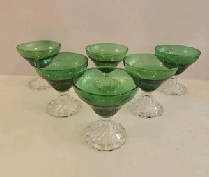 SET OF 6 VNTAGE ANCHOR HOCKING EMERALD GREEN BURPLE DESERT CHAMPAGNE GLASSES - Picture 1 of 1