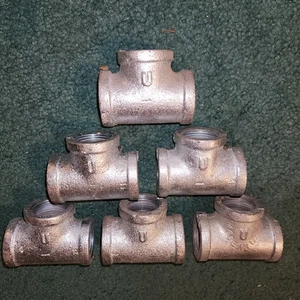 1 Inch NPT Galvanized steel Straight Tee 6 lot USA made - Picture 1 of 2