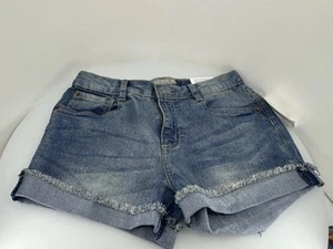 Lucky Brand Girls' Big 5-Pocket Cuffed Stretch Denim Shorts, Riley Ada wash, 14 - Picture 1 of 9