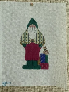 Vtg Beau Geste Hand Painted Needlepoint Canvas 18 Mesh Santa Gifts Christmas - Picture 1 of 3