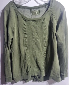 Top ricamato verde oliva con volant e dettaglio cerniera petto 40" lunghezza 27" - Foto 1 di 5