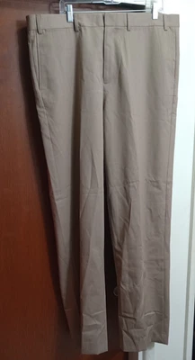 EDDIE BAUER MEN'S PANT DRESS 40L 41X34 WORSTED WOOL TAN RELAXED FIT OUTDOOR NWT - Image 1 of 4