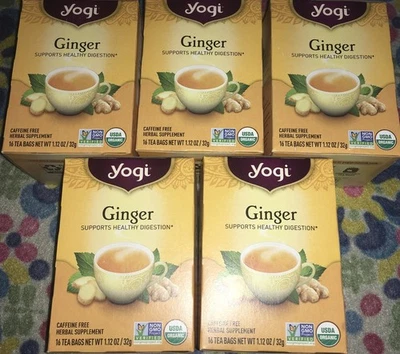 Чай йоги имбирь 16 штук 80 чайных пакетиков без кофеина органическая коробка для пищеварения 5 шт. - Изображение 1 из 3