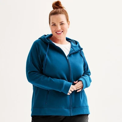 Athletic Works  Hoodie Size 3X Zipped Fleece Jacket Teal Long Sleeve Women's NWT - Image 1 of 3