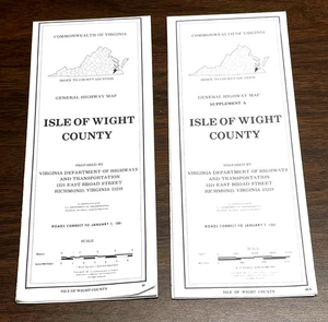 Isle of White County, Virginian 1981 General VDOT Highway Map - Picture 1 of 3