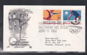 USA 1992 3 FIRST DAY COVERS SUMMER OLYMPIC GAMES WITH CACHETS - Picture 1 of 2