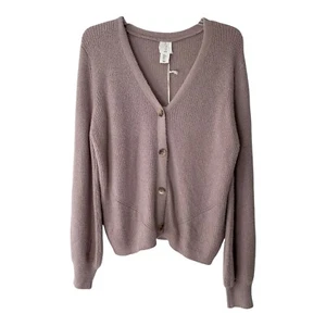 JOIE WOMEN'S BUTTON DOWN CARDIGAN SWEATER NWT Purple Large - Picture 1 of 8
