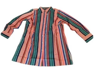Jessica London Shirt Women’s 12W Long Sleeve Button Up Multi Colored Stripes - Picture 1 of 6