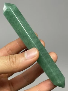 Grüner Aventurin DT Zauberstab 2,2 Unzen Doppelter Abschluss poliert Geld S12 - Bild 1 von 12