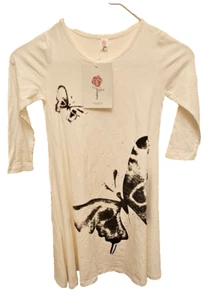 Young girls "Happy Rose" white long sleeved, med length, dress - Picture 1 of 5