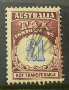AUSTRALIAN TAX INSTALMENT: 1 POUND PURPLE BROWN AND BLUE USED-.- - Picture 1 of 1