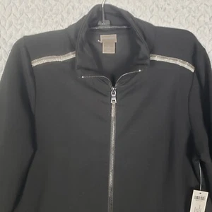 Chico's Womens Jacket 0 Black Zenergy Pocketed Full Zip Long Sleeve Active Wear - Picture 1 of 10