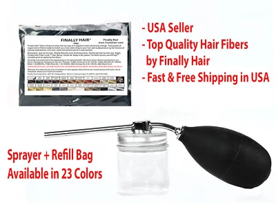 Hair Building Fibers Refill Bag Plus Hair Spray Applicator Atomizer Bottle Combo - Image 1 of 4