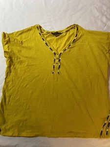 Pendleton Women's Classic V-neck Tee Short Sleeve Yellow Size XL - Picture 1 of 4