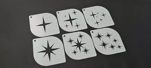 Set 6pz Stencil Riutilizzabili Stelle Sky Mylar Artigianale Aerografo Viso Corpo Pittura Fai da Te - Foto 1 di 3