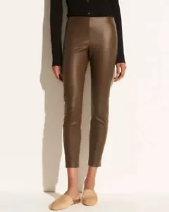 VINCE XXS STITCH FRONT LAMB LEATHER LEGGING STRETCH OLIVE PULL ON PANTS NWT $995 - Picture 1 of 11