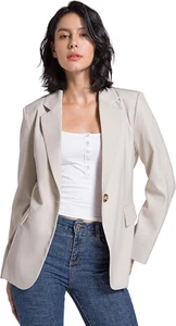 Womens Blazer Jackets Long Sleeve Lapel Open Front Pockets Casual Work Office Bl - Picture 1 of 5