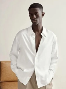 NUEVA Camisa Banana Republic LT Lyam Seda Relajada Grande Alta Blanca #871254 - Imagen 1 de 3