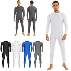 Hombre Unitard Manga Larga Body Color Sólido Leotardo Piel Apretado Disfraz Adultos - Imagen 1 de 53