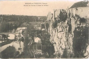 ANGLES sur L'ANGLIN 86 Ruines de l'ancien Château & le Pont CPA écrite  1920-30 - Picture 1 of 2