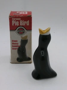 Vintage Norpro Ceramic Pie Bird Oven Safe Steam Vent Black Crow w/ Original Box - Picture 1 of 14