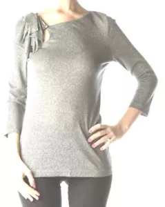 *Anthropologie Deletta Women’s Small Silver 3/4 Sleeve Bow Top Blouse New Tags - Picture 1 of 5