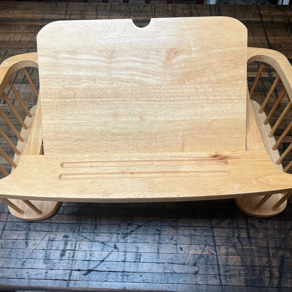 Mesa bandeja ajustable para portátil cama de desayuno de madera maciza vintage 2 lados de almacenamiento Foto 1 de 4
