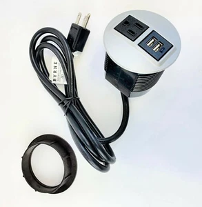 Node Power Module Outlet and 2-USB Charging Port, Hole Mount 72" Cord - Picture 1 of 5