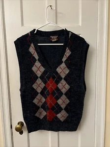 Mademoiselle Knitwear Women’s Vintage USA Blue Argyle Sweater Vest M - Picture 1 of 4