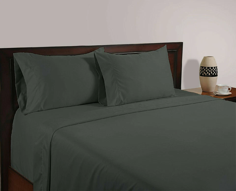 Branded~Plain Duvet/SheetSet/Fitted Grey Solid All Sizes 400TC 100%Egypt Cotton - Image 1 of 1