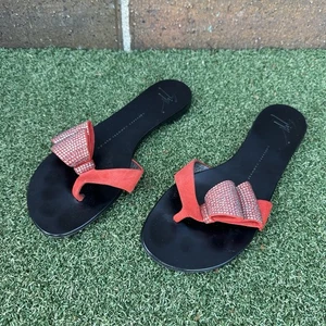 Giuseppe Zanotti rote Wildleder Leder Sandalen Kristalle Gr. 37 US 6,5 - Bild 1 von 8