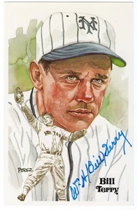SIGNED 1980 PEREZ-STEELE HOF BILL TERRY ~AUTOGRAPHED AUTO~ Dec. 1989 - Picture 1 of 1