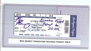 Max Muncy Signed Autographed Ticket Dodgers "Fastest to 20 HR" PSA 8A16017 - Picture 1 of 2