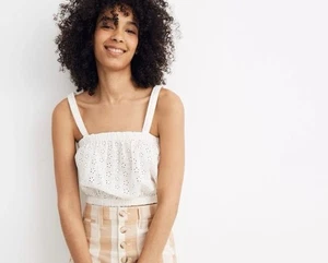 Madewell Ivory Eyelet Crop Top Size Large - Picture 1 of 7