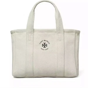 Tory Burch Natural Canvas Mini Tote Bag - Picture 1 of 15