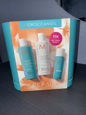 Набор шампуней и кондиционеров Moroccanoil для ремонта влаги 8,5 флоц бесплатный дорожный размер - Изображение 1 из 2