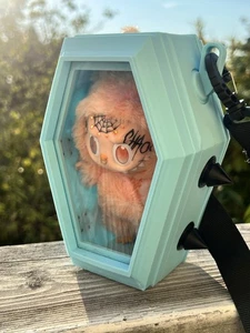 3D Printed Baby blue Coffin Carrying Case For Authentic Popmart Labubus - Picture 1 of 2