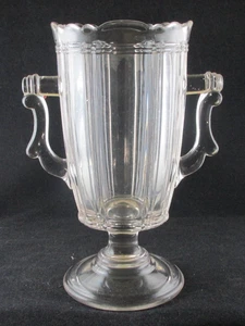 1880S EAPG RIVERSIDE NO76 AKA FROSTED CHICKEN CLEAR GLASS CELERY VASE 8IN lp - Picture 1 of 6