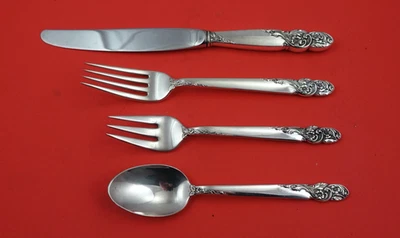 Rose of Sharon de Frank Whiting plata esterlina tamaño regular ajuste de lugar 4 piezas Foto 1 de 4