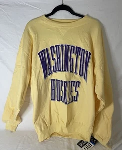 #135 - Vintage UW Huskies Yellow Crewneck Sweatshirt Size XL With Tags - Picture 1 of 3