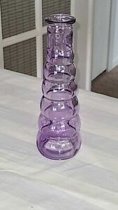 Purple lilac Glass Vase Small Bubble Layered Glass 8 Inches Tall - Marked "1"