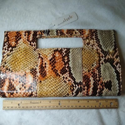 Charming Charlie Faux Leather Snakeskin Clutch Purse SZ Medium - Image 1 of 4