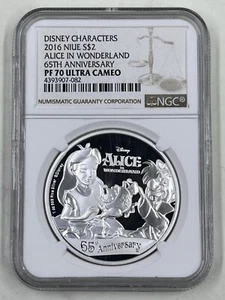 2016 Niue S$2 NGC PF70 Ultra Cameo Alice in Wonderland 65th Anniversary - Picture 1 of 4