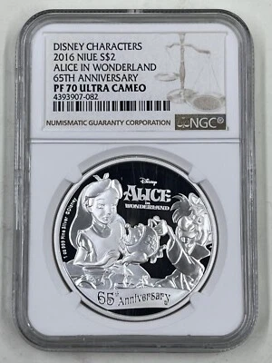 2016 Niue S$2 NGC PF70 Ultra Cameo Alice in Wonderland 65th Anniversary - Image 1 of 4